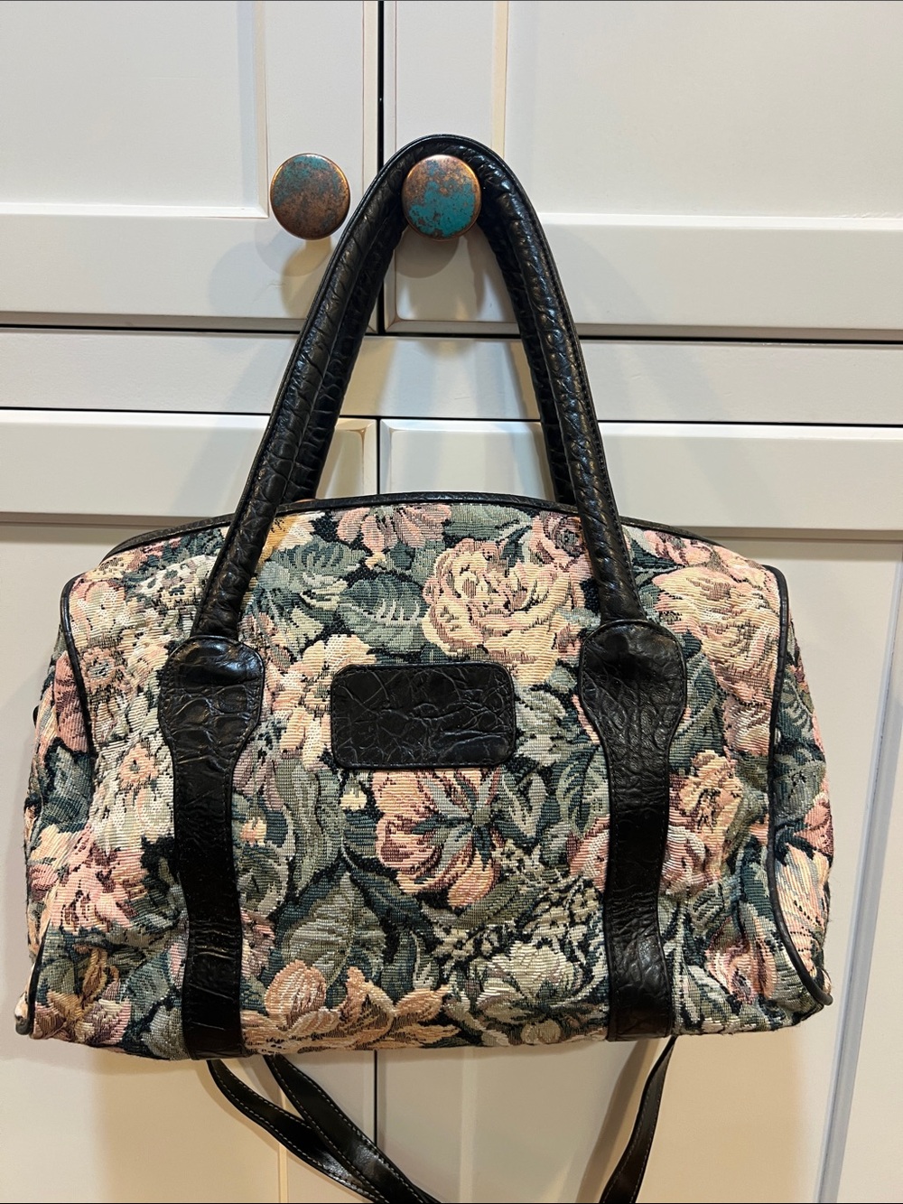 Moda Pelle by Frederick Vintage Patchwork tapestry Purse leather trim